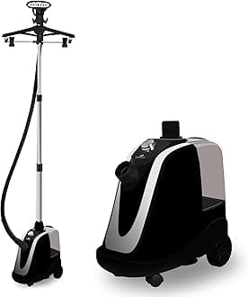 Professional Garment Steamer| 2400 Watts Double Coil Aluminium Boiler| 3.5 Litre Large Water Tank| 90+mins of Continuous Steam| Premium Heavy Duty Build Quality| 2 Years Warranty(Black)