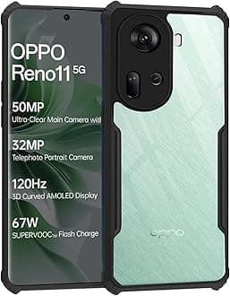 MOBILOVE Shockproof Crystal Clear Back Cover Case for Oppo Reno 11 5G | 360 Degree Protection | Protective Design | Hybrid Soft PC Anti Clear Gel TPU Bumper Case (Black)