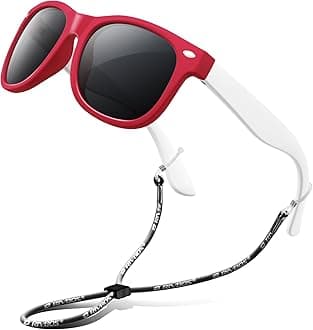 RIVBOS RBK004 Rubber Flexible Kids Polarized Sunglasses Age 3-10 (W Red)