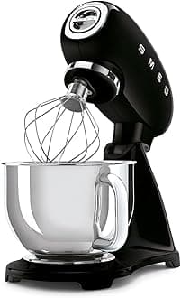 SMF03 Stand Mixer – 5 Qt Tilt-Head Mixer with Stainless Steel Bowl, 10 Speeds, Retro 50s Vintage Style – Black