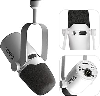 Kast Dynamic Mic, XLR/USB, for Podcasting, Gaming, Streaming, Recording, Durable Metal Body, Cardioid Pickup Pattern, Focused Recording, Noise Filtering (Kast, White)