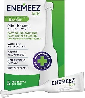 DocuSol Enemeez Kids Enema - Constipation Relief For Kids, Docusate Sodium Stool Softener, Fast-Acting, 5 Single-Use Disposable Tubes