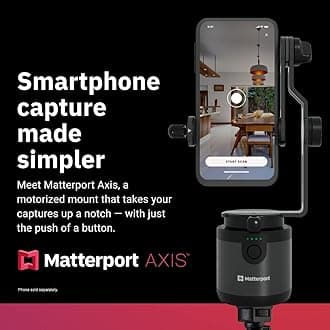 Matterport Axis Gimbal Stabilizer for Smartphone Camera - Motorized Rotating Mount for Professional 3D 360 Photo Scans Includes Portable Tripod, Remote and 12 Month Starter Kit for 3D Model Scans