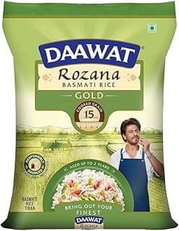Rozana Gold Basmati Rice 1Kg| For Everyday Consumption| Cooked Grain Upto 15mm*| Naturally Aged