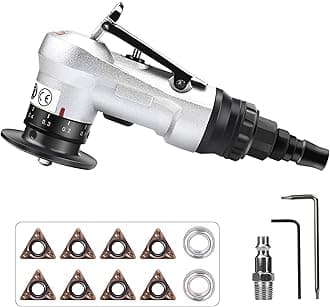 Mini Pneumatic Chamfering Tool with Replace Blades Inserts and Bearings, 45 Degree Air Chamfer Deburring Tool, Portable Chamfering Machine for Metal C0.1-2 Angle Quick Trimming Beveling