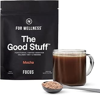 - The Good Stuff | Mocha Coffee Booster | Healthy Coffee Creamer for Focus & Energy | Keto, Non-Dairy Creamer Powder with MCT Oil, Collagen & L-Theanine | 30 Servings