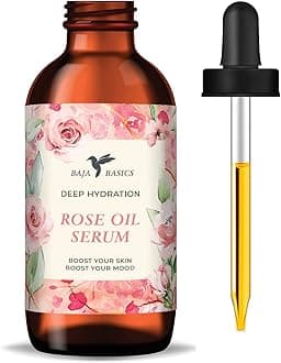 Baja Basics Rose Oil For Face, Rose Essential Oil, Face Serum And Rose Oil For Skin, Hair And Nails, Unrefined Moisturizer, Hydrating Skincare Product 1 Oz