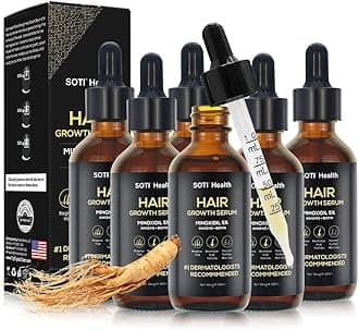 5% Minoxidil Hair Growth Serum for Hair Loss & Thinning, with Ginseng, Fo-Ti, Biotin – Thicker, Stronger Hair Regrowth & Fuller Appearance Scalp Health Treatment, 6-Month Supply (360 ml)