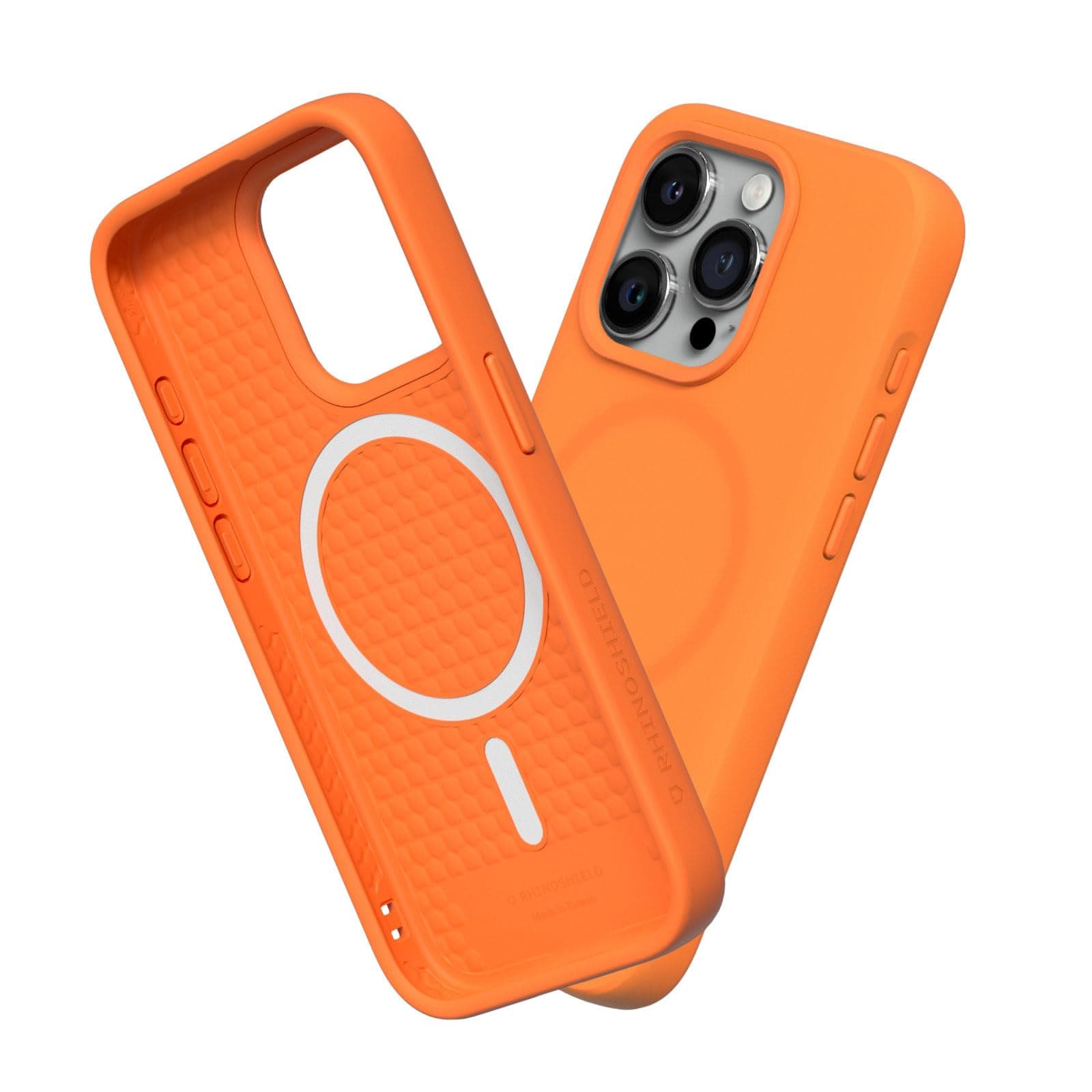 RhinoShieldCase Compatible with (iPhone 15 Pro), SolidSuit - MagSafe Compatible, Shock Absorbing and Slim Protective Case with Premium Finish, 3.5 Metre Drop Protection, Orange