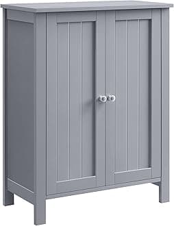 VASAGLE Bathroom Floor Storage Cabinet, Bathroom Storage Unit with 2 Adjustable Shelves, Bathroom Cabinet Freestanding, 11.8 x 23.6 x 31.5 Inches, Dove Gray UBCB060P36