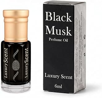 Perfume Oil Black Musk 6ml Roll-On by Luxury Scent – Long Lasting Alcohol-Free Unisex Attar with Dark Musky Amber Oriental Notes, Travel Size Arabian Inspired Fragrance with Velvet Gift Pouch