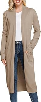 Essential Solid Open Front Maxi Long Knitted Cardigan Sweater for Women