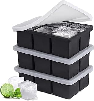 - Ice Cube Tray, SLGOL Ice Trays for Freezer with Lid, Easy Release large Ice Cube Molds, Silicone ice cubes mold for Whiskey, Stackable Square Ice Tray for Cocktails Whiskey 【6 square 3 Pack】