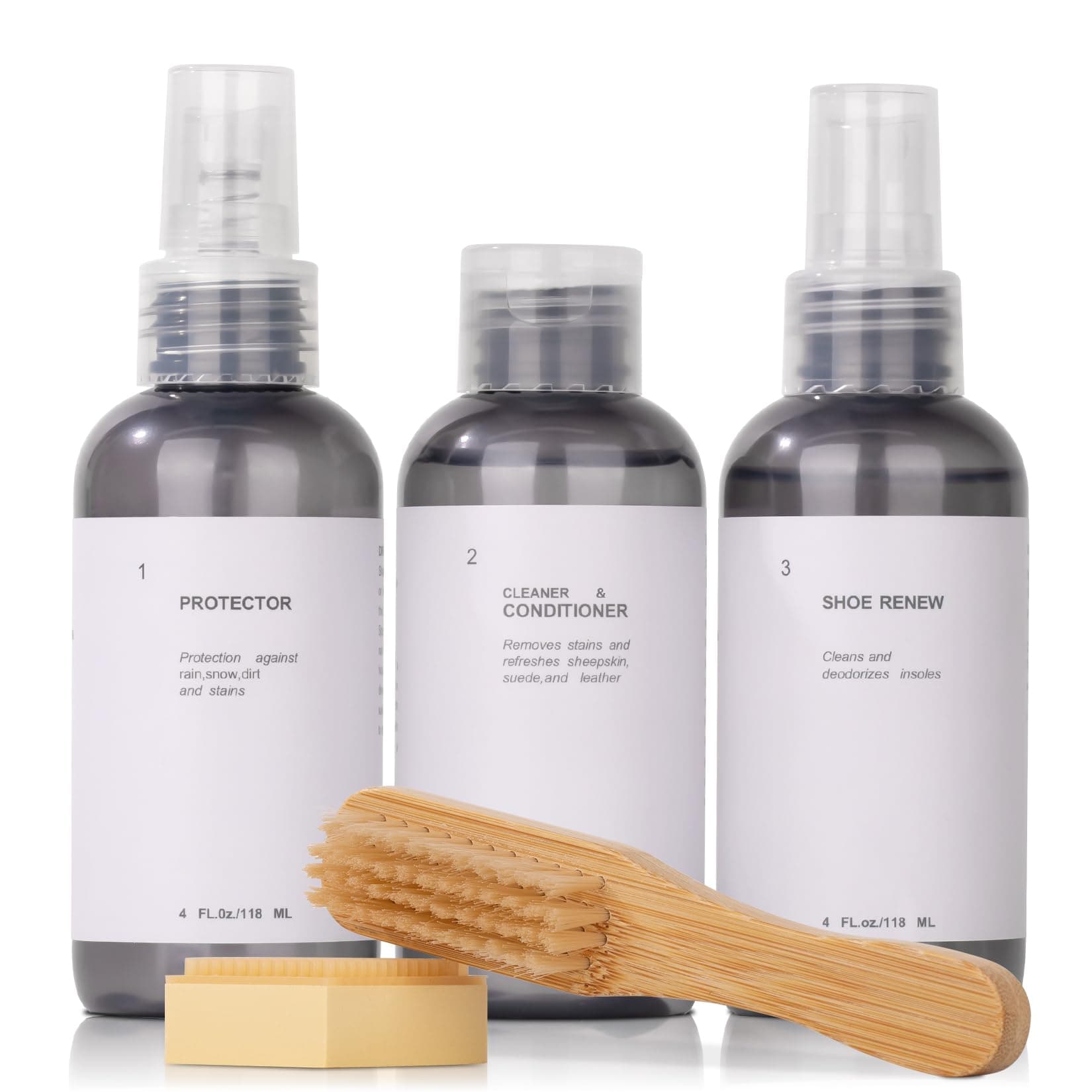 CPDUSTERShoe Cleaner Kit Protector: Shoe Brushes, Cleaner, Protector, Deodorizer, Eraser - Waterproofing Spray Cleaning Kit for Nubuck, Suede & Canvas, Sneaker, Whites, Leather（3packs/4oz）