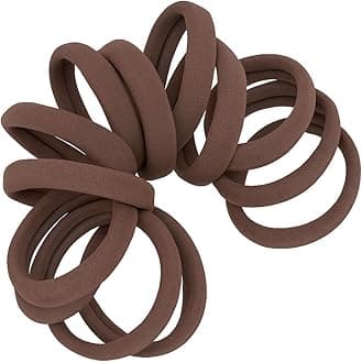 Cyndibands Seamless Hair Ties - Brown - Gentle Hair Ties No Damage, Standard Size 1.5 Inch, Soft and Stretchy Nylon Fabric Ponytail Holders - 12 Count