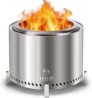 HGD 20 Inch Smokeless Patio Fire Pit, Outdoor Wood Burning Stove, Stainless Steel Firepit for Backyard, Patio, Garden, Picnic