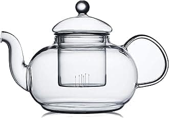 CNGLASS Glass Teapot Stovetop Safe,Clear Teapot with Removable Infuser 20.3 oz,Loose Leaf and Blooming Tea Maker
