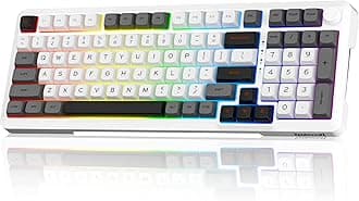 Wireless Mechanical Keyboard, 3 Mode Gasket Mounted RGB Gaming Keyboard with Volume Knob, Pre-Lubed Linear Switches, MDA-Profile, 98 Keys Hot Swappable Creamy Keyboard for Pc/Tablet/Xbox Blue