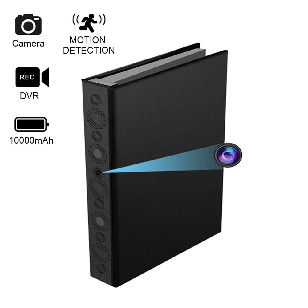 MicroFox Hidden Spy Book Camera,Motion Detection Hidden Security Camera,Night Vision Video Recorder Spy Cam for Home and Office Monitoring,Built-in 10,000mAh Rechargeable Battery
