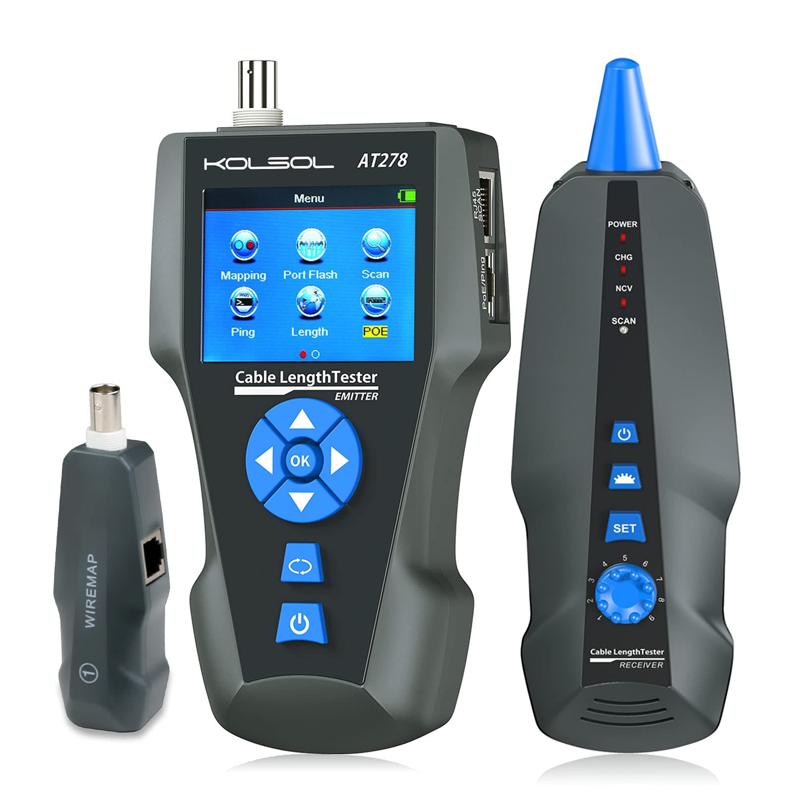 NF-8601S TDR LCD Network Cable Tester Multi-Functional Wire Tracker for RJ45, RJ11, BNC, Metal Cable,PING/POE