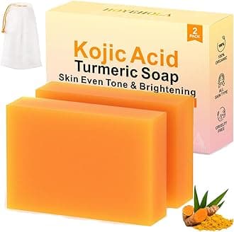 Kojic Acid Turmeric Soap Bar - Dark Spot Remover for Face Even Skin Tone, Moisturizing & Nourishing Natural Ingredients 2Packs