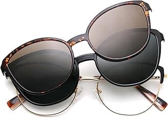 Bauhaus Magnetic Clip on Sunglasses for Men & Women Polarized UV Protection Retro Square Eyeglasses Fit Over Night Driving