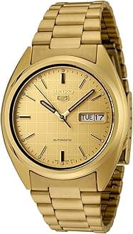 Seiko Men's SNXL72 Seiko 5 Automatic Gold Dial Gold-Tone Stainless Steel Watch