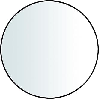 Round Mirror for Wall | 32" Aluminium Frame, MDF Board Backing | HD Glass Vanity & Dressing Mirror | Elegant Vanity Mirror for Living Room, Bathroom, & Fashion Boutique (Black, 80CM)