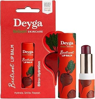 Deyga Beetroot Lip Balm | Tinted Lip Care | For Dry & Chapped Lips | For Pigmented Lips | For Women & Men (Pack of 1, Stick Lip Balm), Red