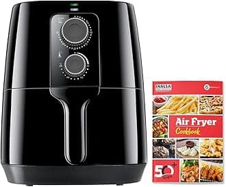 INALSA Air Fryer 4.2 L Nutri Fry - 1400W with Smart Rapid Air Technology, Timer Selection And Fully Adjustable Temperature Control,Free Recipe book,2 year warranty (Black)