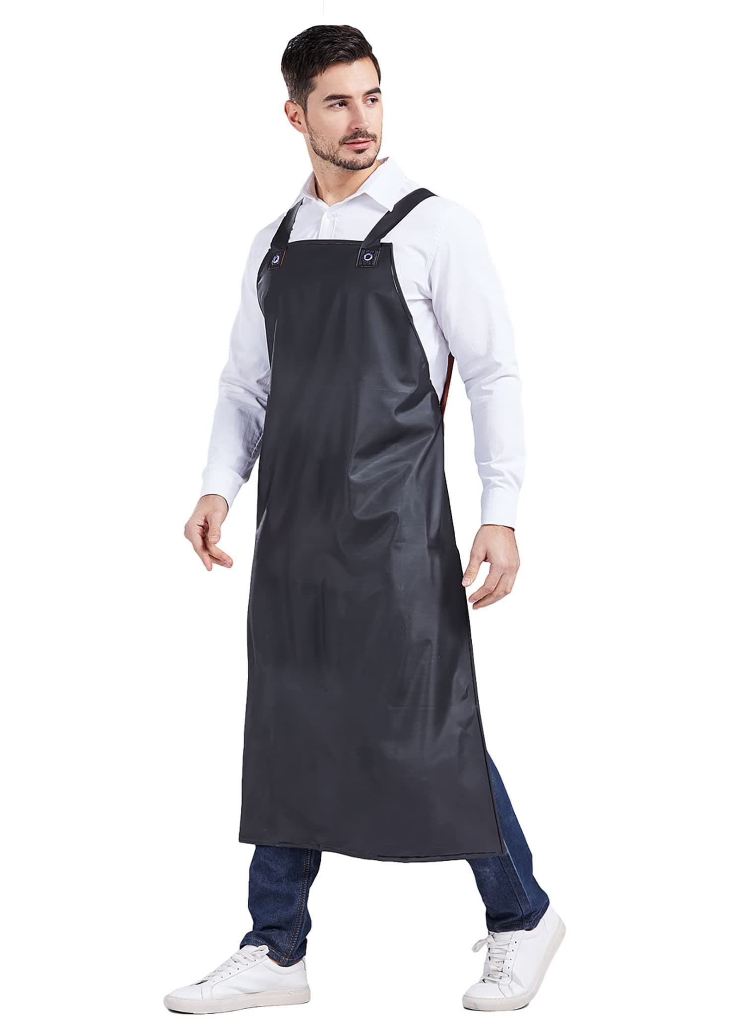 Nanxson Men’s Heavy Duty Waterproof Apron PVC Apron for Kitchen Dishwashing Cooking Lab Butcher BBQ