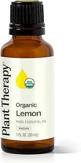 Plant Therapy Organic Lemon Essential Oil, 30 mL (1 oz), 100% Pure and Undiluted, USDA Certified Organic, Great for Diffusers and DIY Cleaning Recipes