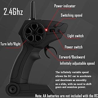 HTURCCOP 1:20 RC Drift Car 2.4GHz 4WD High Speed Drift Remote Control Cars Vehicle with LED Lights and Drifting Tires Batteries x2 Racing Sport Toy Cars for Adults Boys Girls Kids(Black 1:20)