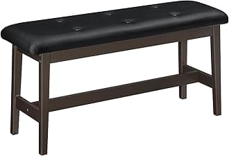 HOOBRO Dining Bench, Bamboo Dining Room Bench with PU Leather Upholstered Seat, for Kitchen, Living Room, Hallway, Kitchen, Entryway, Brown and Black CB13CD01