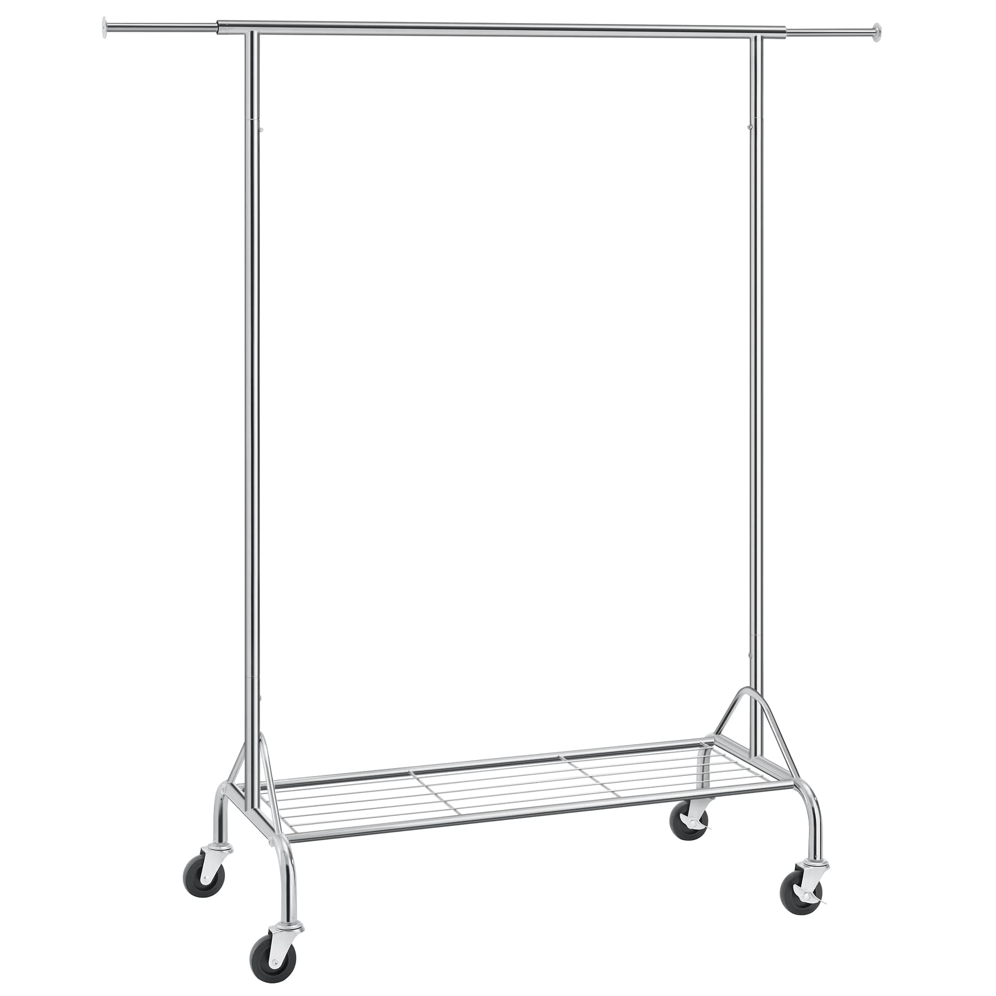 SONGMICS Heavy Duty Metal Clothes Rail with Shoes Shelf, maximum load of 50 kg, Chrome HSR02S