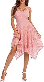 Meetjen Women's Cocktail Party Dresses 2025 Handkerchief Hem Lace Formal Wedding Guest Bridesmaid Fancy Prom Dress