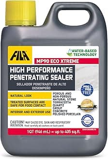 FILA Natural Stone Sealer, MP90 ECO Xtreme, Natural Look Sealer and Stain Protector, Ideal for All Natural Stone, Polished Porcelain Tile and Grout, Eco-Friendly Water Based, 1 QT