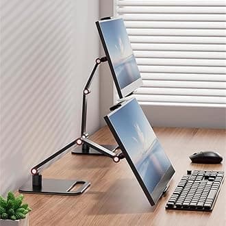 Portable Monitor Holder for 12-17.3 Inch Screen Desk Holder Metal Stand 16 Inch Universal Expandable Display Base 12.9inch Tablet Stand Adjustable Portable Monitor Desktop Clamp