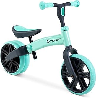 Yvolution Y Velo Junior Toddler Balance Bike | 9 Inch Wheel No-Pedal Training Bike for Kids, Early Learning Bicycle with 3 Adjustable Wheels, Outdoor Gift for Age 18 Months 2 3 4 5 Year Old Boy Girl