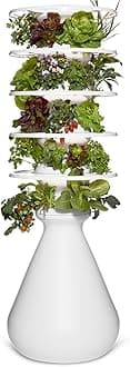 Lettuce Grow Farmstand Starter Kit with Glow Rings + 30 Seedling Credits | 5 ft Vertical Hydroponic Garden Tower | Self-Watering Family Growing System for Vegetables, Herbs & Greens