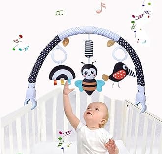 Pau1Hami1ton Baby Stroller Arch Toys, Car Seat Toys,Bouncer Toy Bar/Mobile for Bassinet,Adjustable Baby Hanging Toys Fit for Crib Bed,Stroller,Car Seat.S-19(Black Bee)