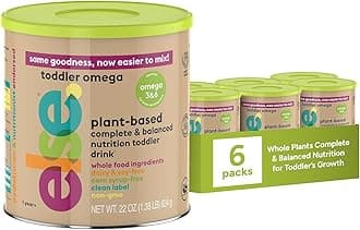 Else Nutrition Plant‑Based Toddler Formula 12–36 Months – Omega 3 & 6, Dairy & Lactose Free with Almond Butter, Buckwheat, Prebiotics, 20+ Vitamins & Minerals | Gentle Digestion (22oz, 6 Pack)