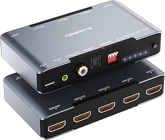 8K HDMI Splitter 1 in 4 Out,HDMI 2.1 Splitter Supports 4K@120Hz, Downscaler EDID Mode, 48 Gbps, HDCP 2.3, VRR, HDR, Audio Extractor, 8104SP8K60