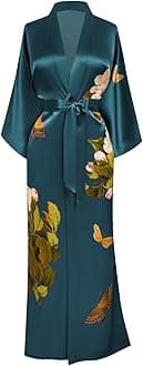 Luxury 100% Mulberry Washable Silk Kimono Robe for Women | Long Floral Robe | Original Design
