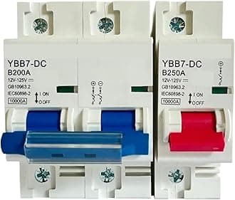 DC Circuit Breaker 1P 2P 80A 100A 125A 150A 200A 250A DC Circuit Breaker for 12V 24V 36V 48V 60V 72V 120V Solar Cells RV Battery Circuit Breaker(1P,200A)