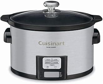 Cuisinart PSC-350 3-1/2-Quart Programmable Slow Cooker, Silver, 9-1/2 in H x 9.1 in W x 12.67 in L