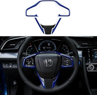 Thenice for 10th Gen Civic Steering Wheel Cover Trims Interior Decaration Sticker for Honda Civic Sedan Hatchabck Coupe Type R 2021 2020 2019 2018 2017 2016 -Blue