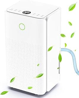 Dehumidifier, 12L/Day Dehumidifiers for Home Drying Clothes Against Damp/Condensation, Quiet Dehumidifier for Bedroom/Basement with Humidity Control, Drainage Hose, Auto Defrosting, Energy Saving