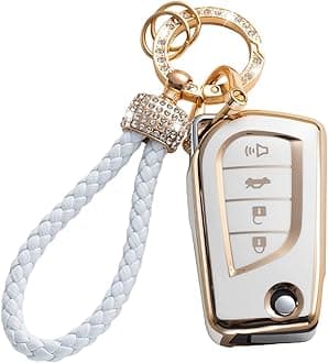 Gematay for Toyota Key Fob Cover with Lanyard, Key Case Shell Compatible with Toyota Fortuner Tundra Camry RAV4 Highlander Corolla Smart Key Holder