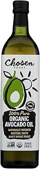 Chosen Foods Organic Avocado Oil, 33.8 Fl Oz - All Purpose Cooking Oil made from 100% Pure Avocados - Non-GMO, Gluten-Free, Keto Friendly, Glyphosate Free - 1 Liter (Pack Of 1)
